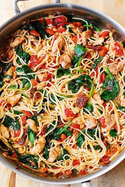 Tomato Spinach Chicken Spaghetti -   11 spinach recipes noodles
 ideas