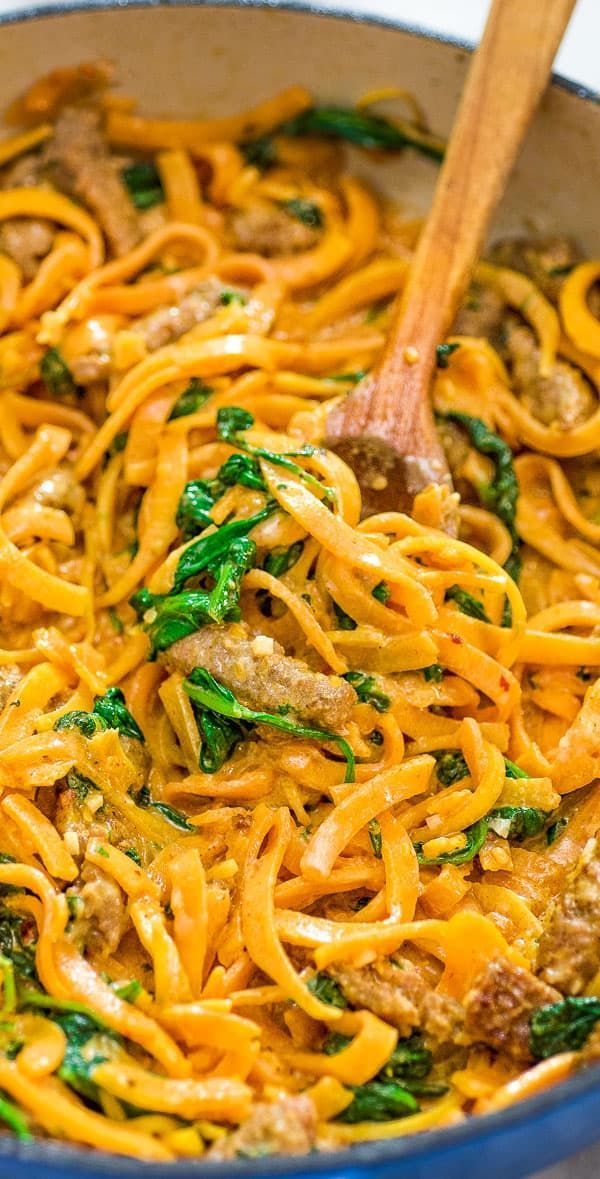 Butternut Squash Noodles with Sausage -   11 spinach recipes noodles
 ideas