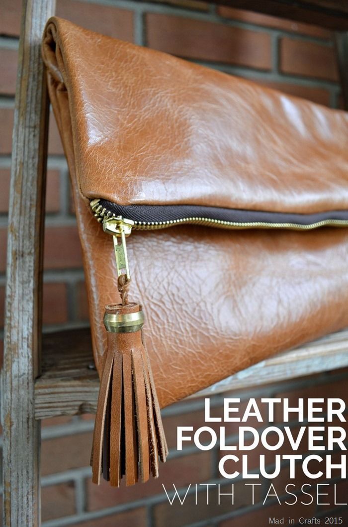 DIY LEATHER FOLDOVER CLUTCH WITH TASSEL -   16 diy bag leather
 ideas