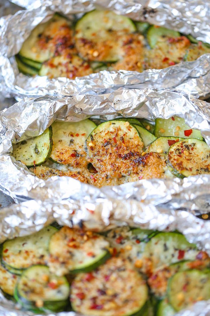 Zucchini Parmesan Foil Packets -   16 grilled squash recipes
 ideas