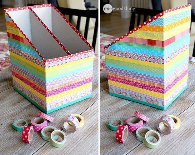 DIY Washi Tape Cereal Box Organizers · Jillee -   19 cardboard crafts organizers
 ideas