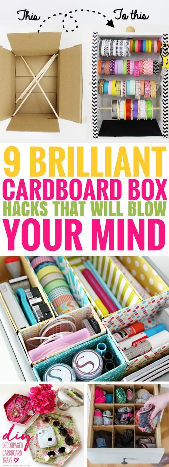 9 Effortless Cardboard Box Hacks You Need To Try -   19 cardboard crafts organizers
 ideas