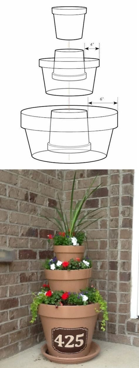 Clay Pot Flower Tower DIY Ideas Video Instructions -   19 easy fairy garden
 ideas