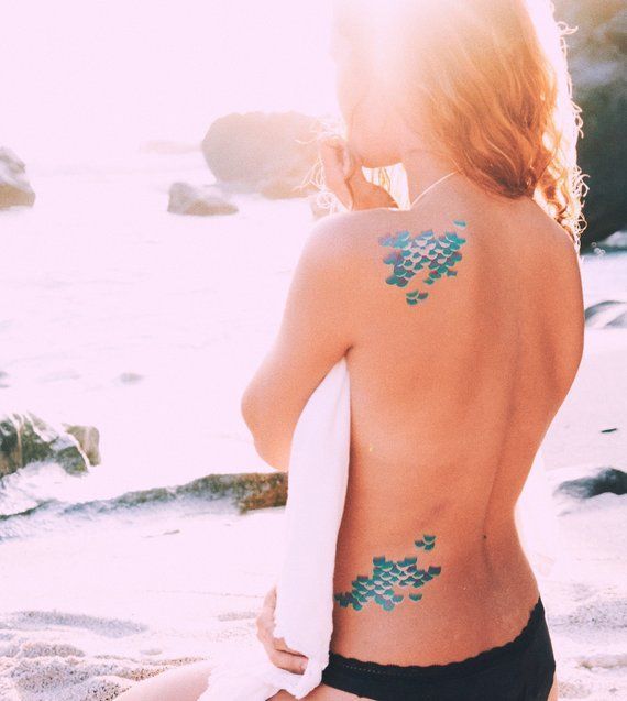 BIG Mermaid Scale Temporary Tattoos ~ MERMAIDS / 2 Sheets Per Pack / Halloween Costume -   19 nautical mermaid tattoo
 ideas