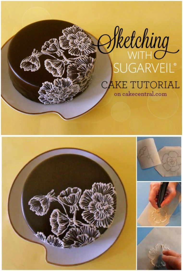 Brush Embroidery Cake Flowers and Template Ideas -   19 round cake decor
 ideas