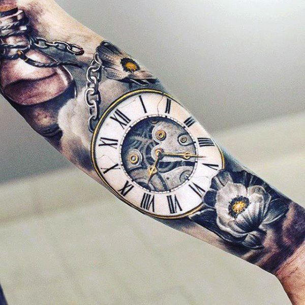100 Pocket Watch Tattoo Designs For Men - Cool Timepieces -   19 watch tattoo design
 ideas