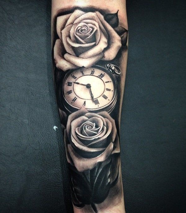Relistic Pocket Watch And Rose Forearm Tattoo - 100 Awesome Watch riguarda Tatuaggio Rosa Sergio Ramos -   19 watch tattoo design
 ideas