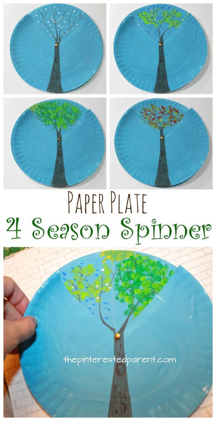 Paper Plate Four Season Spinner -   20 fall crafts tree ideas