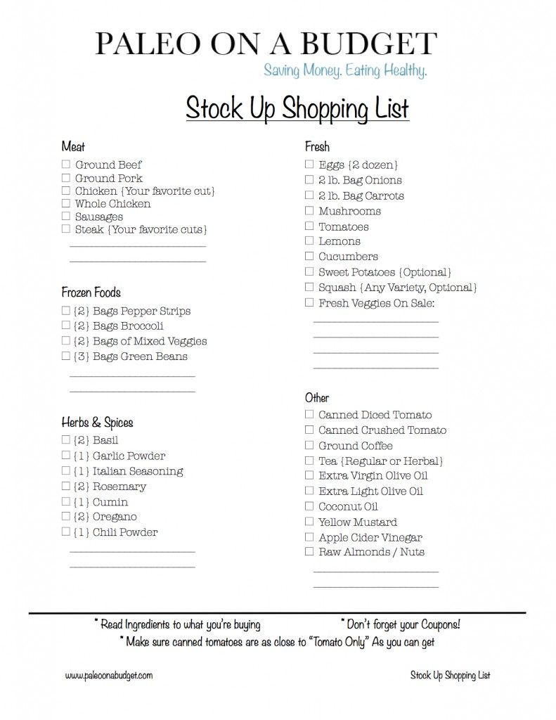 Free Downloads -   20 paleo diet shopping list
 ideas