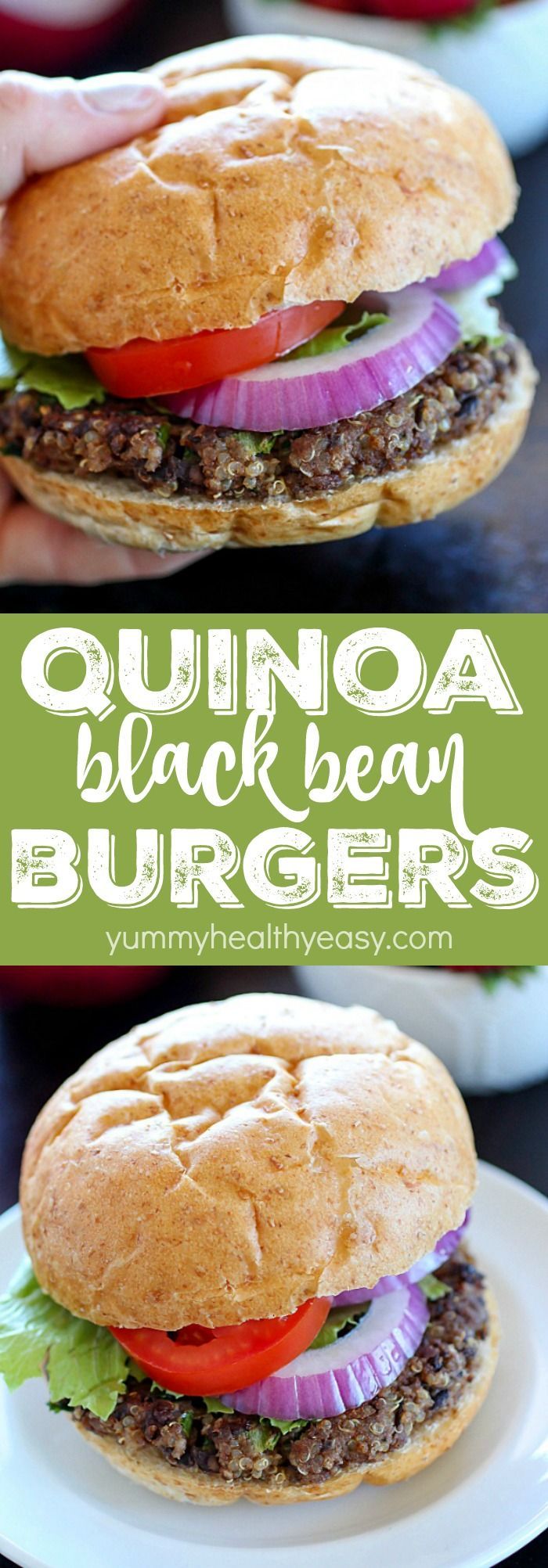 Quinoa Black Bean Burgers - meatless patties full of black beans, quinoa and spices. You won't believe these are vegetarian and won't miss the meat! The flavor is so incredibly delicious and only 270 calories per burger! -   20 quinoa recipes patties
 ideas