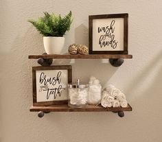 Wash Your Hands Brush Your Teeth Signs, Wall Decor, Shelf Decor, Wood Sign, Farmhouse Bathroom Signs, Bathroom Decor -   21 bathroom decor storage
 ideas