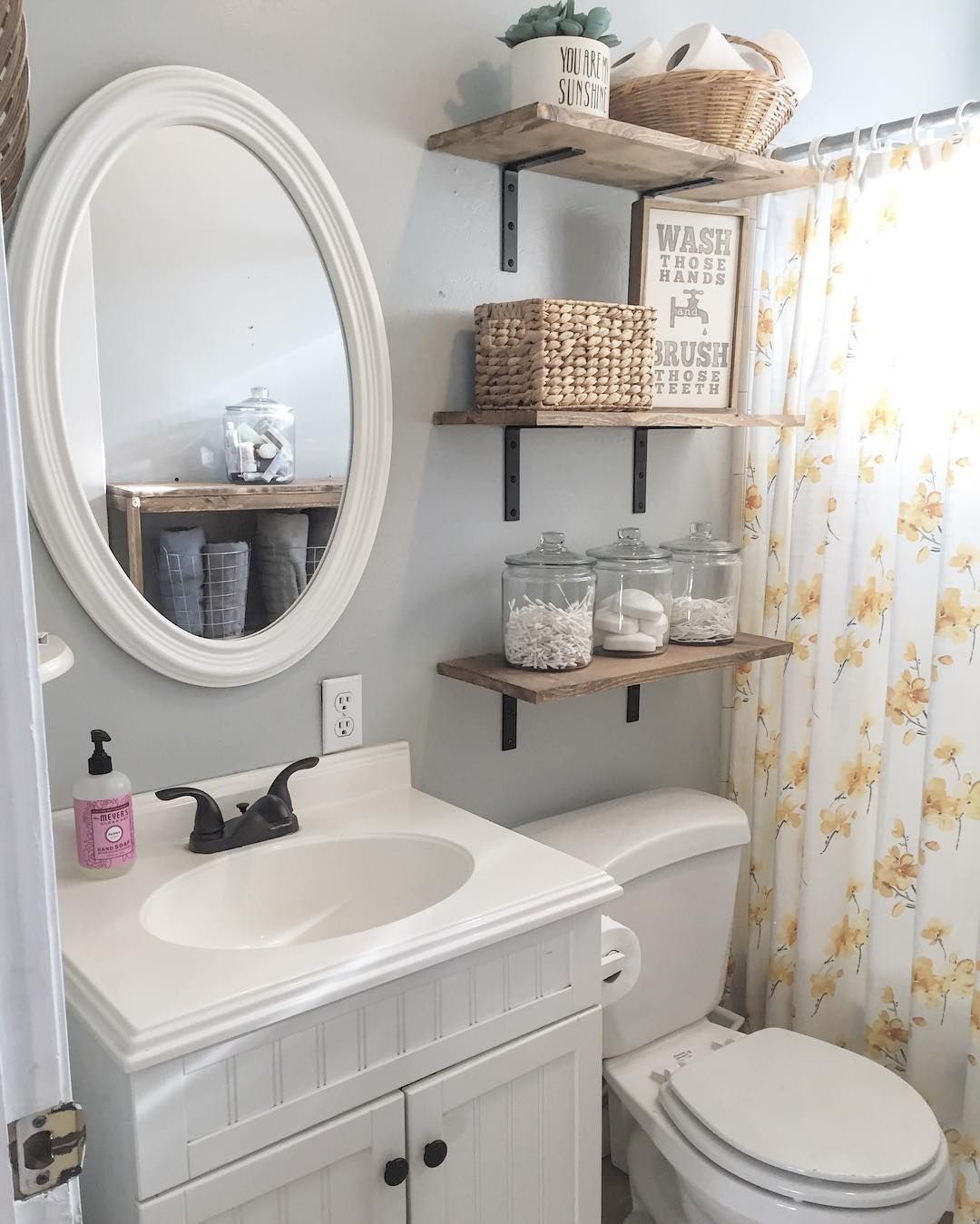 17+ Bathroom Floating Shelves Suggestions For Your Space -   21 bathroom decor storage
 ideas