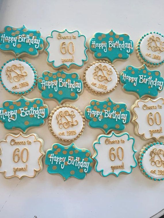 Teal and Gold Classy Birthday Cookies -   21 girly decor cookies
 ideas