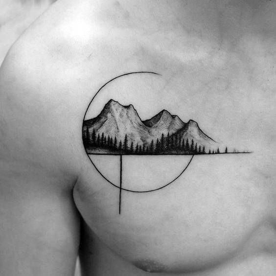 Mens Tattoo Ideas With Geometric Mountain Design #tattooideas -   21 mens mountain tattoo
 ideas