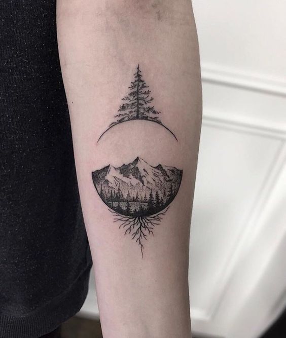 Tattoos for men, tattoo of tree, minimal tattoo, minimal tattoo of tree, tattoo of tree m -   21 mens mountain tattoo ideas