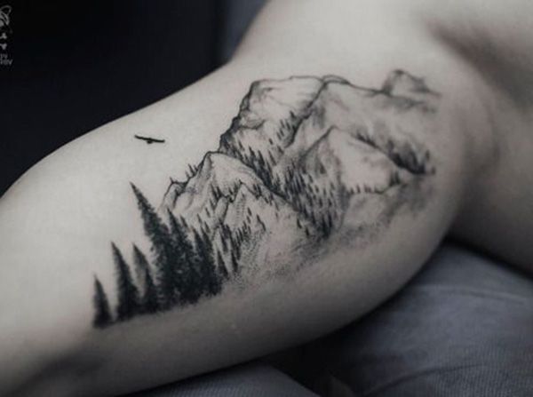 40+ Mountain Tattoo Ideas -   21 mens mountain tattoo
 ideas