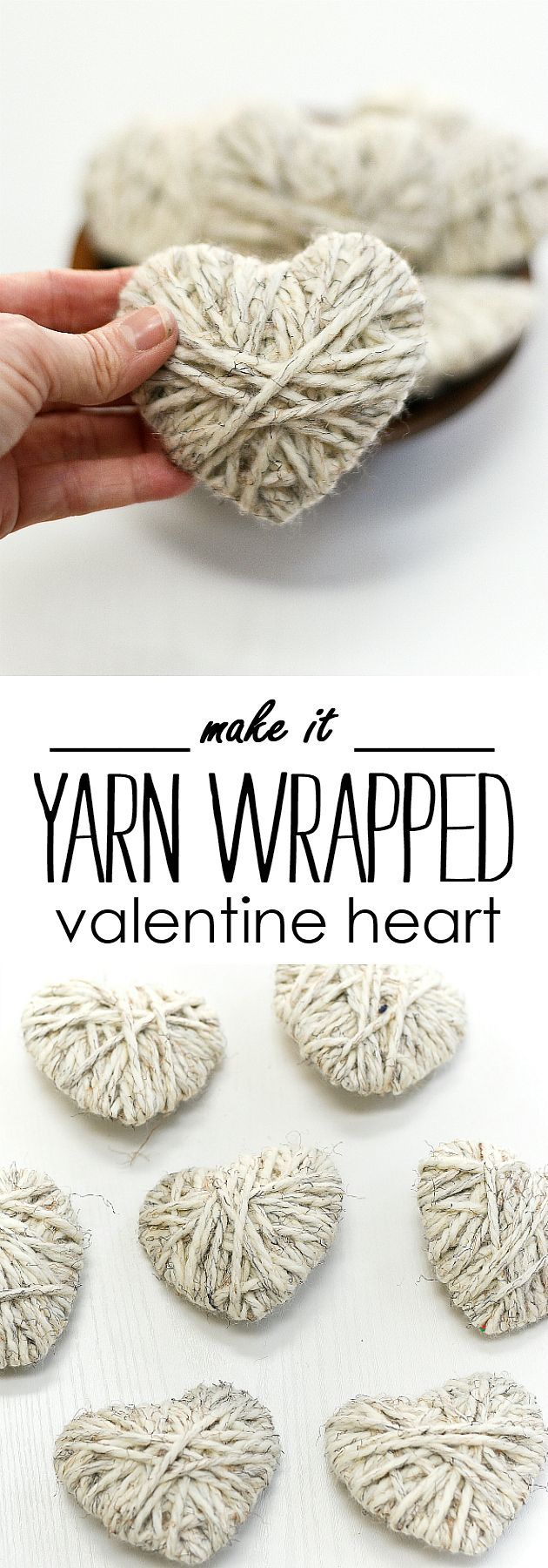 Yarn Wrapped Hearts -   21 neutral winter decor
 ideas