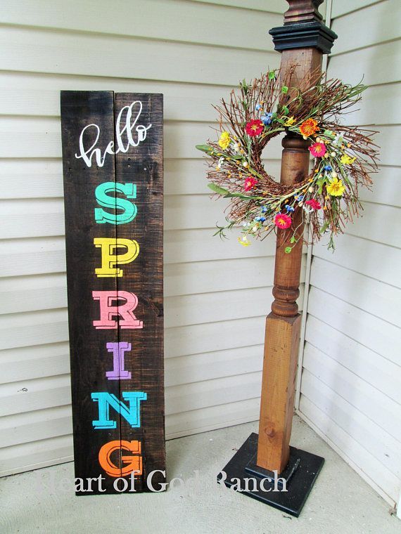 Porch Sign Set 4' All Season Collection Two Reversible Signs Spring Welcome Happy Fall Y'All JOY Reclaimed Hard Woods Customizable -   21 outdoor summer crafts
 ideas
