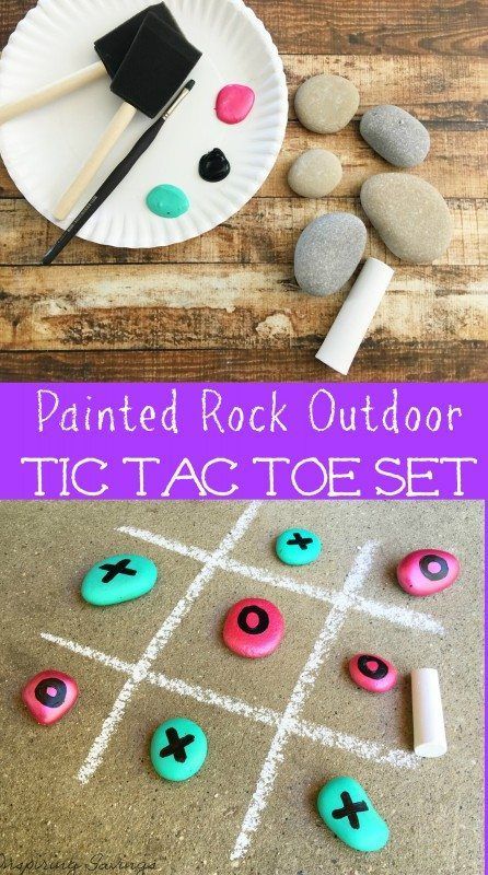 Fun Birthday Party Game: Painted Outdoor Tic Tac Toe Set -   21 outdoor summer crafts
 ideas