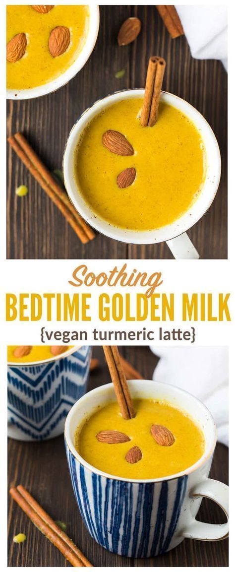 Soothing Bedtime Golden Milk - How to make a warm vegan turmeric latte before bed to help you sleep! Easy recipe that’s anti-inflammatory, fights colds, and offers other health benefits too! #Smoothies -   22 anti inflammatory golden milk
 ideas