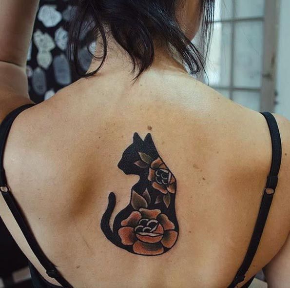 22 cat tattoo back
 ideas