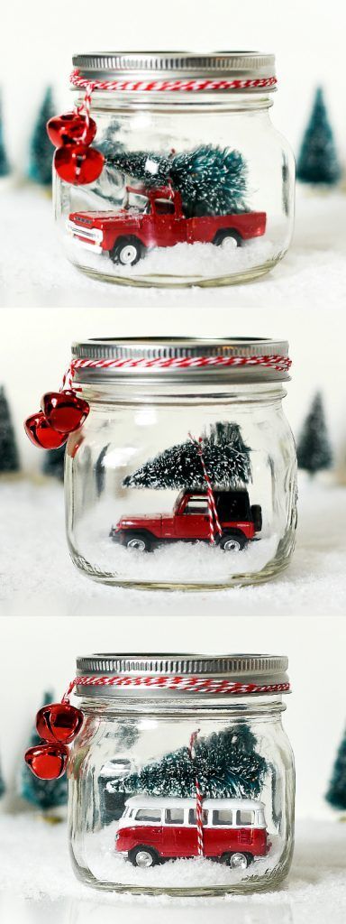 Mason Jar Snow Globe with Vintage Jeep Wrangler -   22 christmas decor kids
 ideas