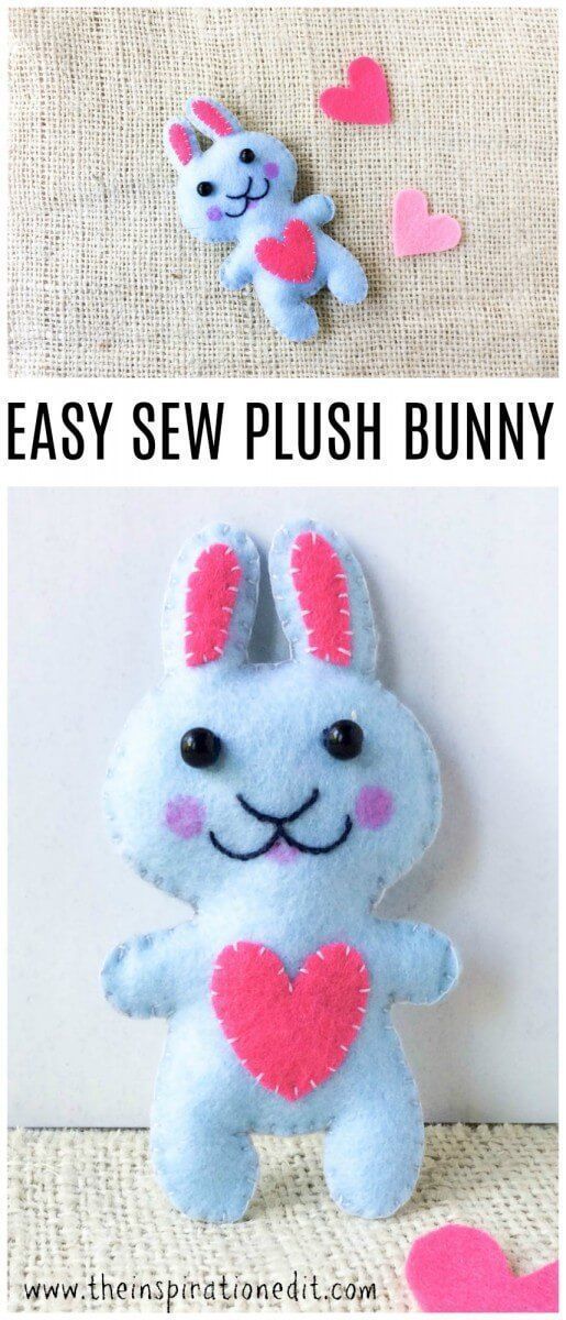 Easy Sew Plush Felt Bunny -   22 fabric crafts for boys ideas