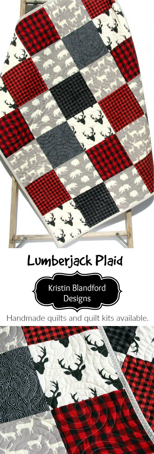 Buffalo Plaid Quilt, Woodland Boy Lumberjack Plaid Check Nursery, Deer Buck Boy Baby Bedding -   22 fabric crafts for boys ideas