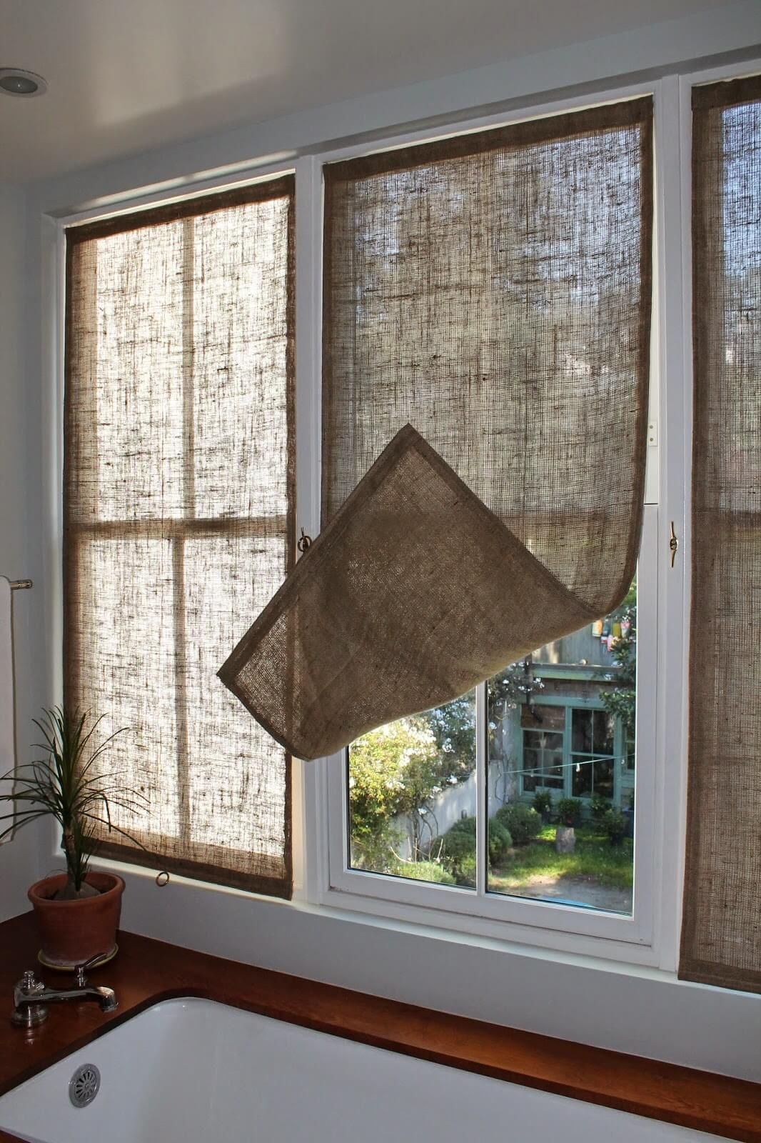 Easy Burlap Curtains with Side Hooks -   22 farmhouse style window treatments
 ideas