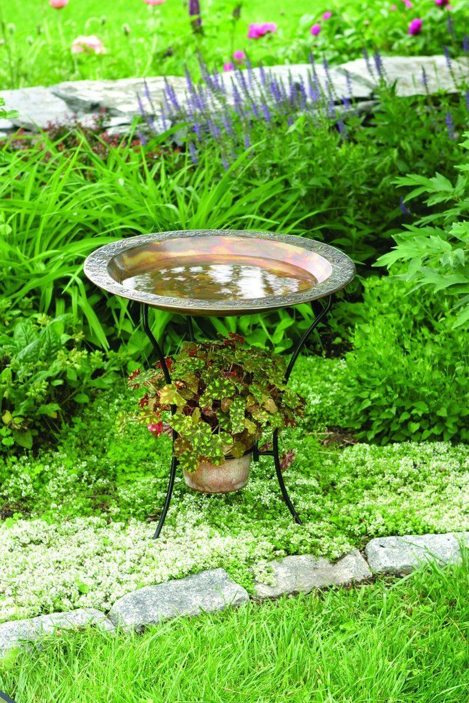 2-Tier Copper Flamed Bird Bath -   22 garden art bird baths
 ideas