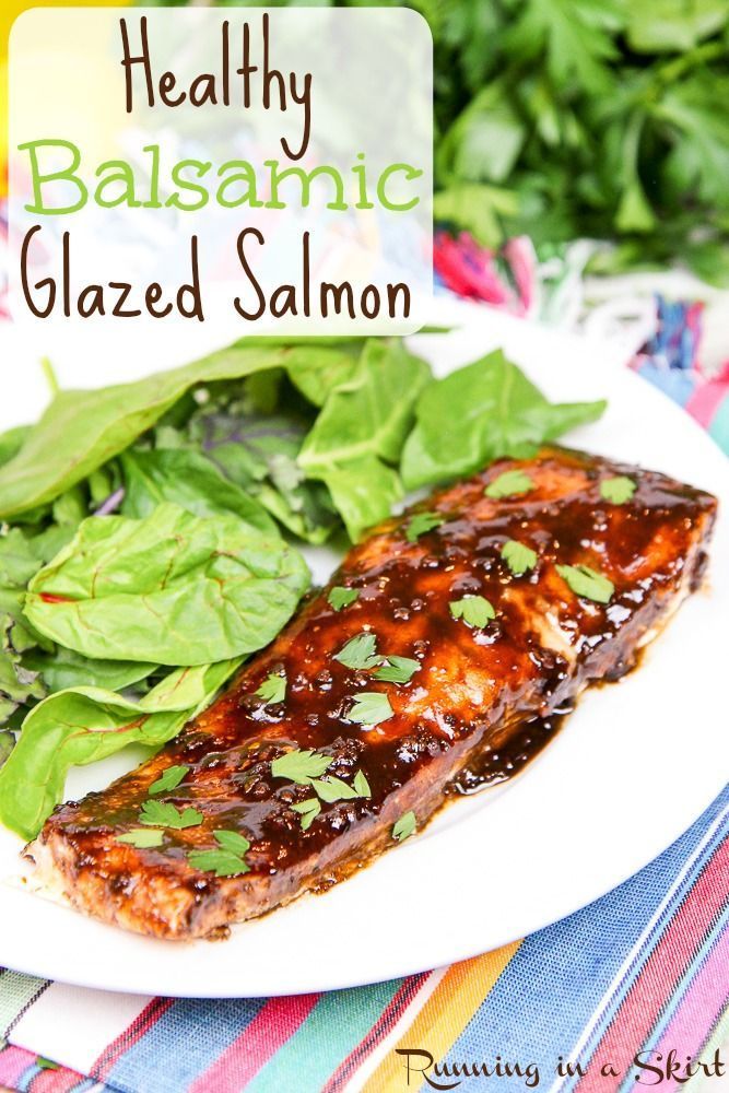 Simple & Healthy Balsamic Glazed Salmon recipe.  A quick, easy and clean eating honey balsamic glaze for fish.  Perfectly oven baked.  Gluten free and pescatarian. / Running in a Skirt -   22 salmon recipes balsamic
 ideas