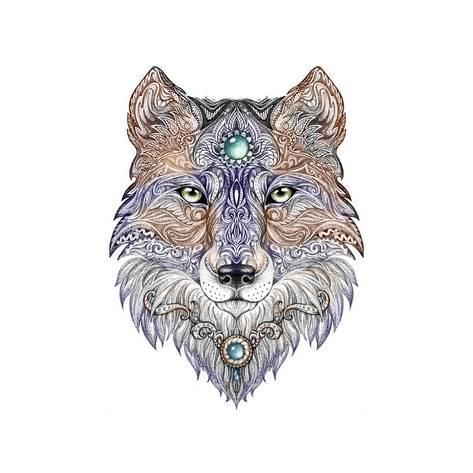 Art Print: Tattoo Head Wolf Wild Beast of Prey by Vensk : 12x12in -   22 wolf tattoo spirit animal
 ideas
