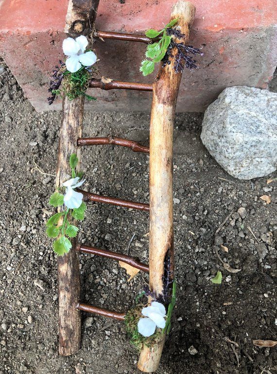 Natural Ladder for Fairy Gardens Handmade of Wood for Sprites | Etsy -   23 fairy garden ladder
 ideas