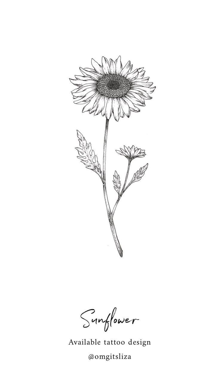 Sunflower - Tattoo Design - Illustration by Liza Sie -   23 meaningful sister tattoo
 ideas