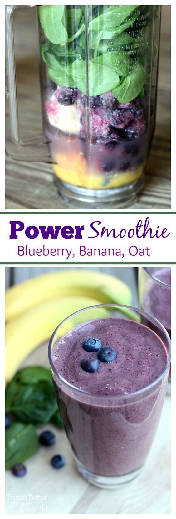 Power Smoothie (Blueberry, Banana, Oat) -   24 breakfast smoothie recipes
 ideas