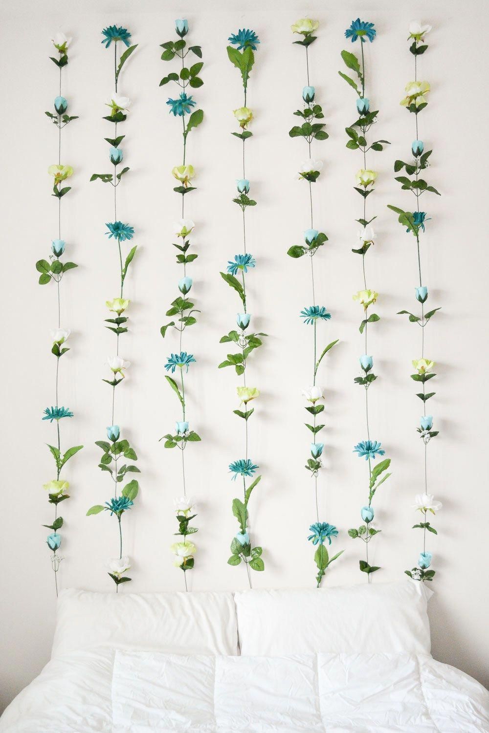DIY Flower Wall // Headboard // Home Decor -   24 diy art for bedroom
 ideas