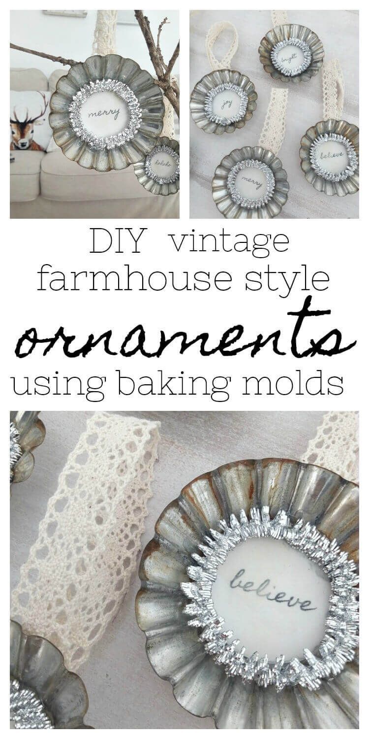 DIY Vintage Farmhouse Style Baking Tin Ornaments -   24 farmhouse style christmas
 ideas
