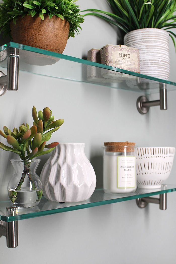 Powder Room Makeover - Transform any powder room easily and quickly -   24 glass shelves decor
 ideas