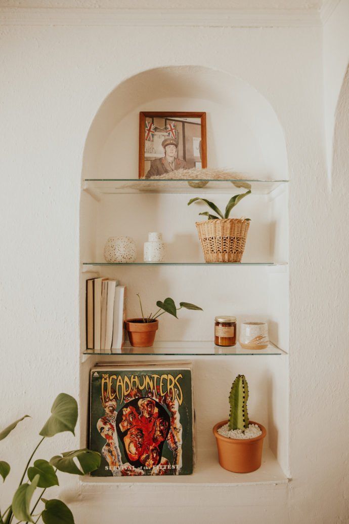 Tonya Smith's Portland Home Is Full Of Vintage Vibes -   24 glass shelves decor
 ideas