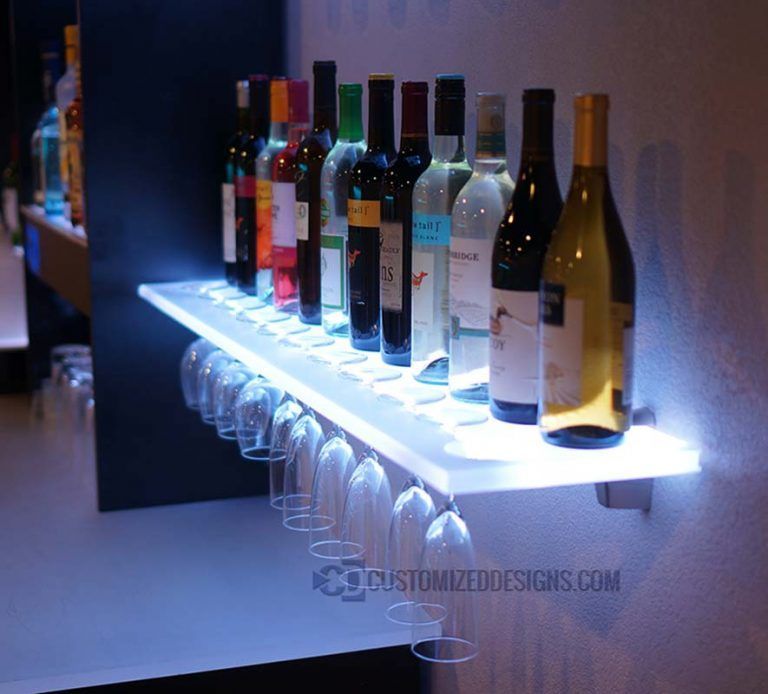 LED Wine Glass Rack Shelving -   24 glass shelves decor
 ideas