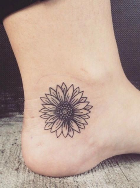 sunflower tattoo on ankle -   24 tattoo girl ankle
 ideas