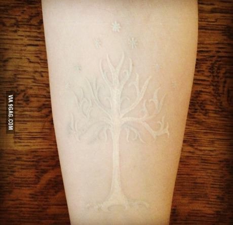 White Tree of Gondor tattoo done in white ink -   24 white tattoo arrow
 ideas