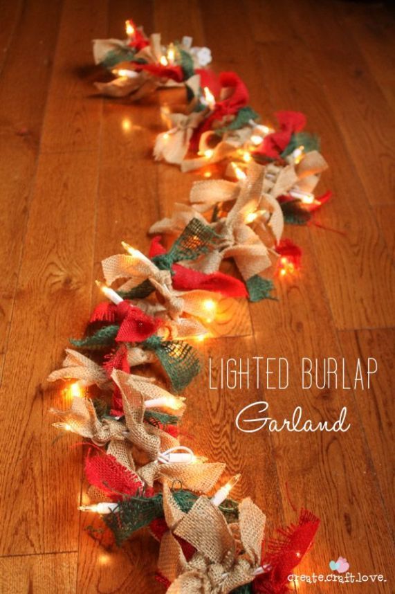 Lighted Burlap Garland For Christmas {How To} - CreateCraftLove -   25 burlap crafts lights
 ideas