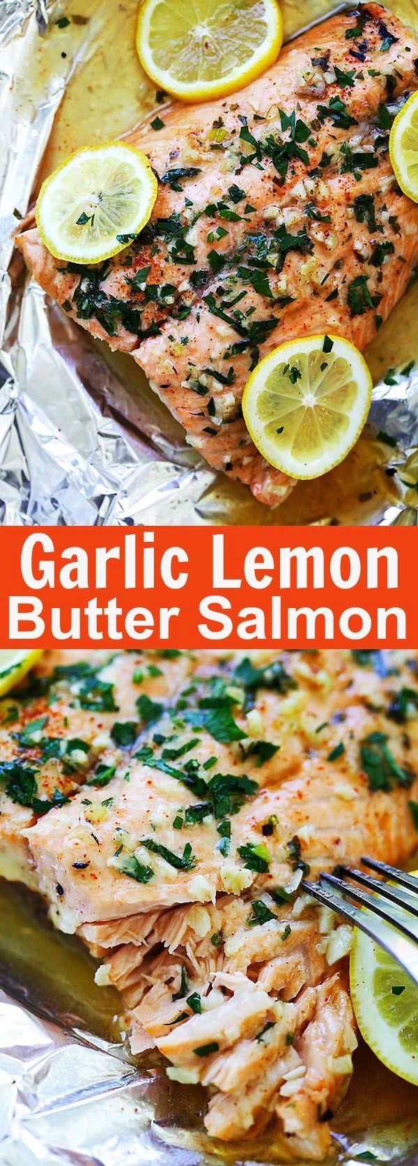 Garlic Lemon Butter Salmon – the easiest foil-wrapped salmon recipe ever with crazy delicious salmon in garlic lemon butter sauce. So good | rasamalaysia.com -   25 dash diet salmon
 ideas