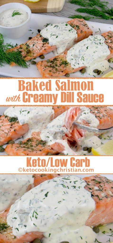 Baked Salmon with Creamy Dill Sauce - Keto and Low Carb -   25 dash diet salmon
 ideas