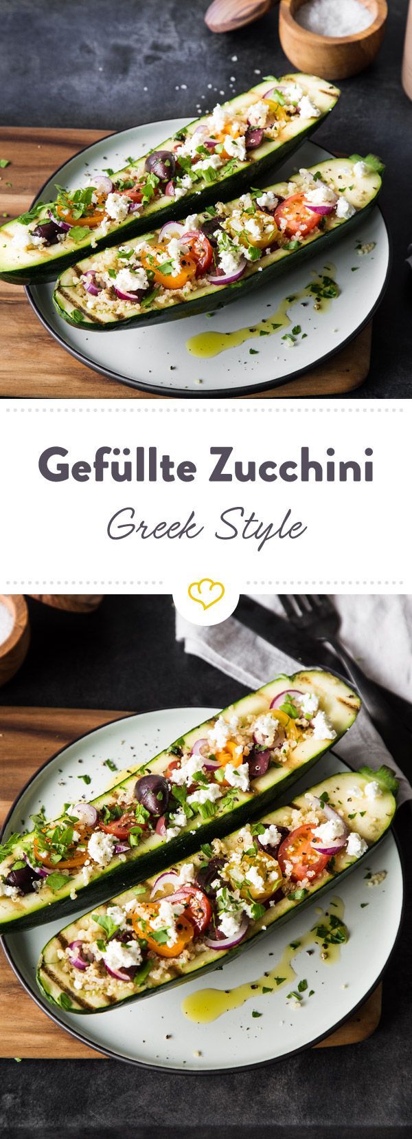 Gef?llte Zucchini mit Quinoa – Greek Style -   25 fitness rezepte fleisch
 ideas