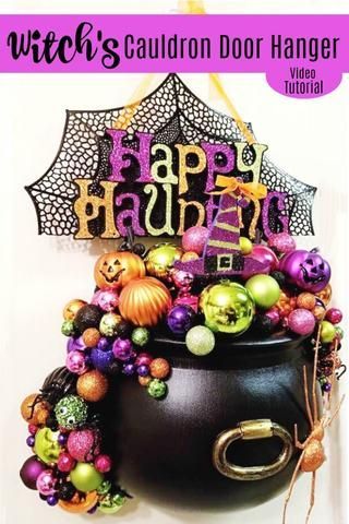 How to Make a Witch's Cauldron Door Hanger -   25 halloween crafts wreath
 ideas
