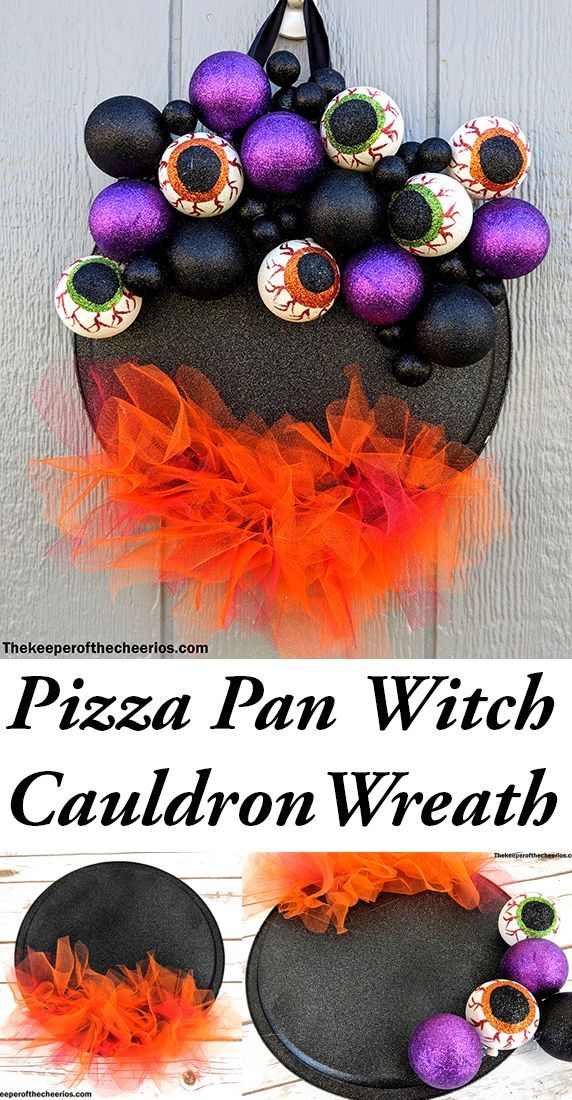 Pizza Pan Witch Cauldron Wreath -   25 halloween crafts wreath
 ideas