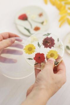 How to Make Festive Pressed-Flower Coasters -   25 nature crafts flowers
 ideas