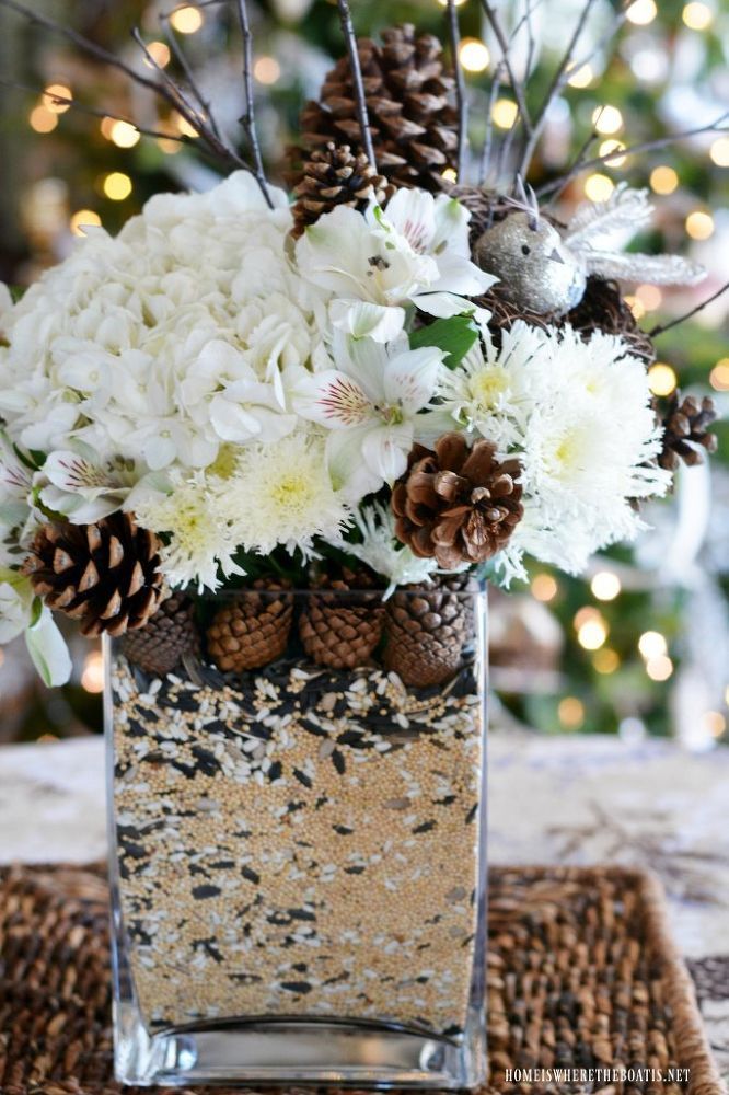 How to Make a Winter Nesting Floral Arrangement and Centerpiece DIY -   25 nature crafts flowers
 ideas